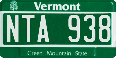 VT license plate NTA938