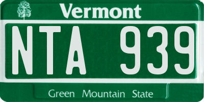 VT license plate NTA939