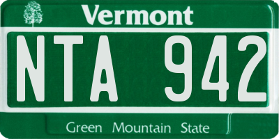 VT license plate NTA942