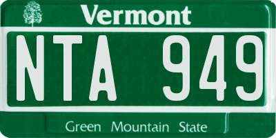 VT license plate NTA949