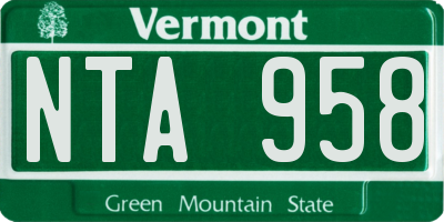 VT license plate NTA958