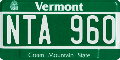 VT license plate NTA960