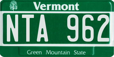 VT license plate NTA962