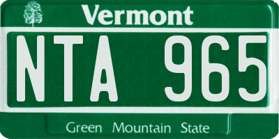 VT license plate NTA965