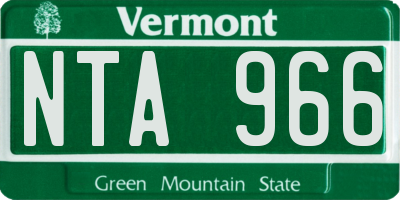 VT license plate NTA966