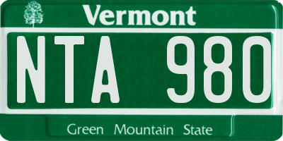 VT license plate NTA980