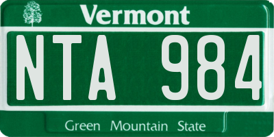 VT license plate NTA984