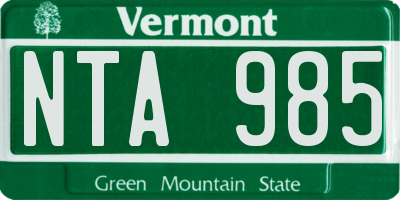 VT license plate NTA985