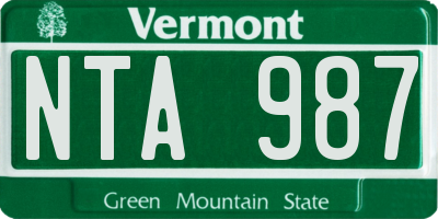 VT license plate NTA987