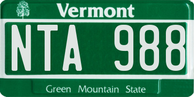 VT license plate NTA988