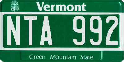 VT license plate NTA992