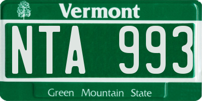 VT license plate NTA993