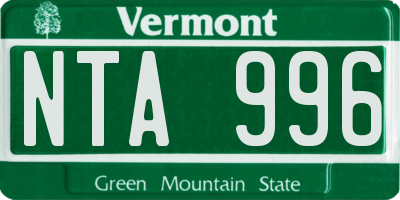VT license plate NTA996