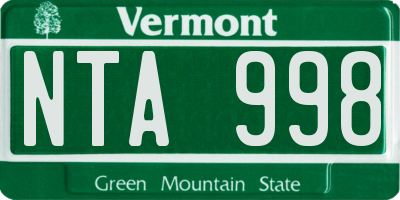 VT license plate NTA998