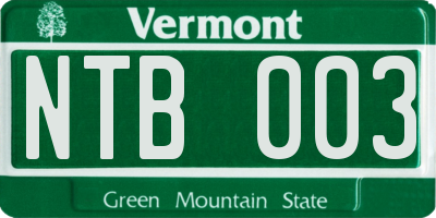 VT license plate NTB003