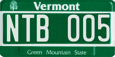 VT license plate NTB005