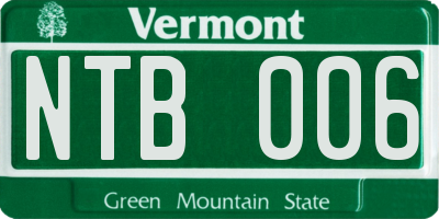 VT license plate NTB006