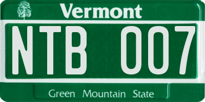 VT license plate NTB007