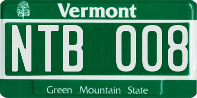 VT license plate NTB008