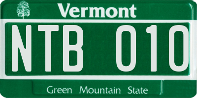 VT license plate NTB010