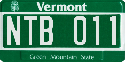 VT license plate NTB011