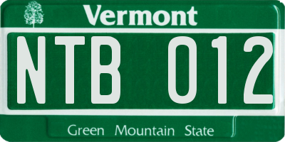 VT license plate NTB012