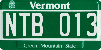 VT license plate NTB013