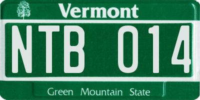 VT license plate NTB014