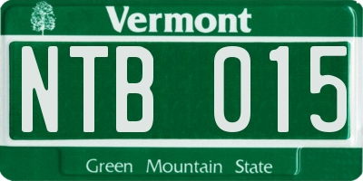 VT license plate NTB015