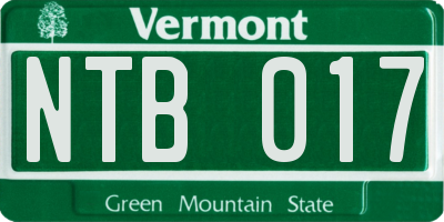 VT license plate NTB017