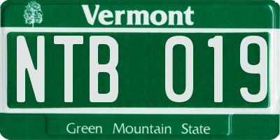 VT license plate NTB019
