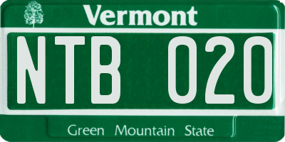 VT license plate NTB020