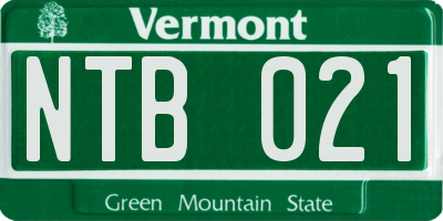 VT license plate NTB021