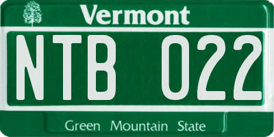 VT license plate NTB022