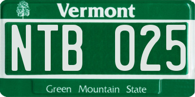 VT license plate NTB025