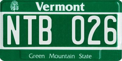 VT license plate NTB026