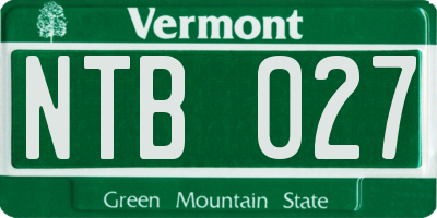 VT license plate NTB027