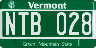 VT license plate NTB028