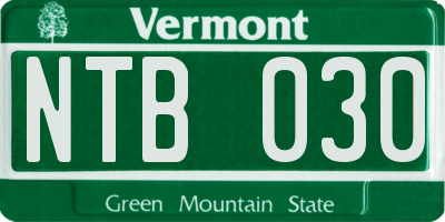 VT license plate NTB030