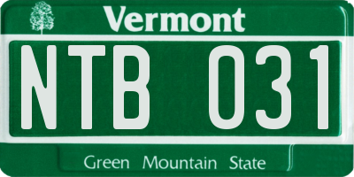 VT license plate NTB031