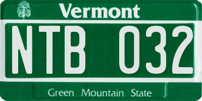 VT license plate NTB032
