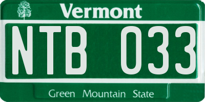 VT license plate NTB033