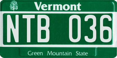 VT license plate NTB036