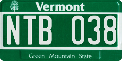 VT license plate NTB038