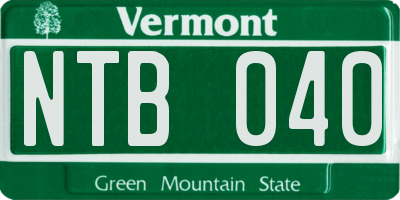 VT license plate NTB040