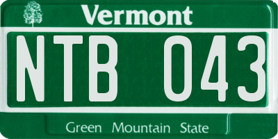 VT license plate NTB043