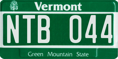 VT license plate NTB044