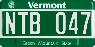 VT license plate NTB047