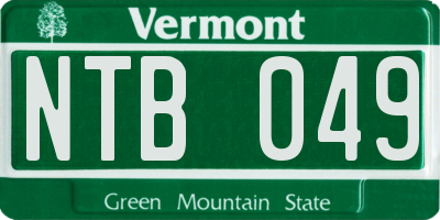 VT license plate NTB049