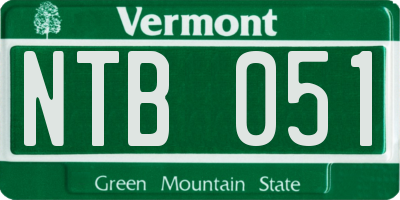 VT license plate NTB051